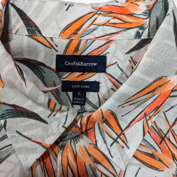 Croft & Barrown Mens Button down Short Sleeve Bird of paradise Large - Picture 3 of 6